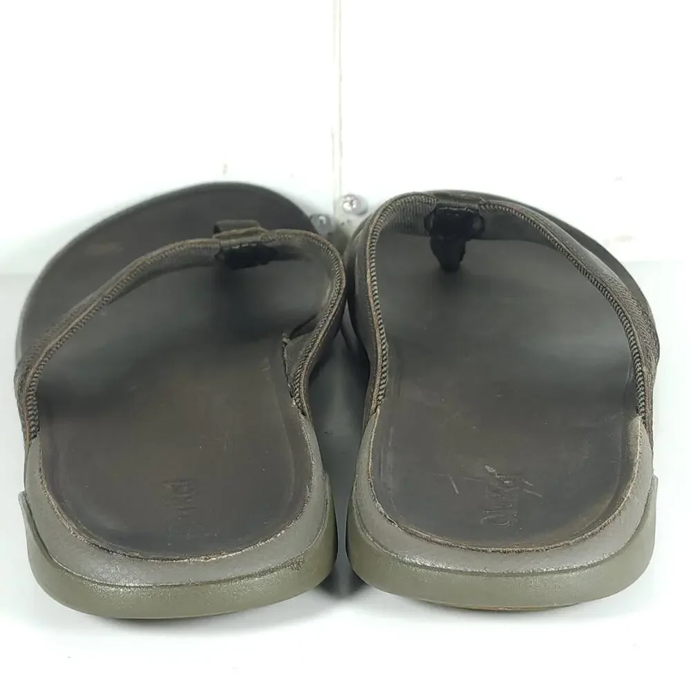 Olukai Men's Tuahine US13 Canteen Leather Waterproof Flat Thong Sandals